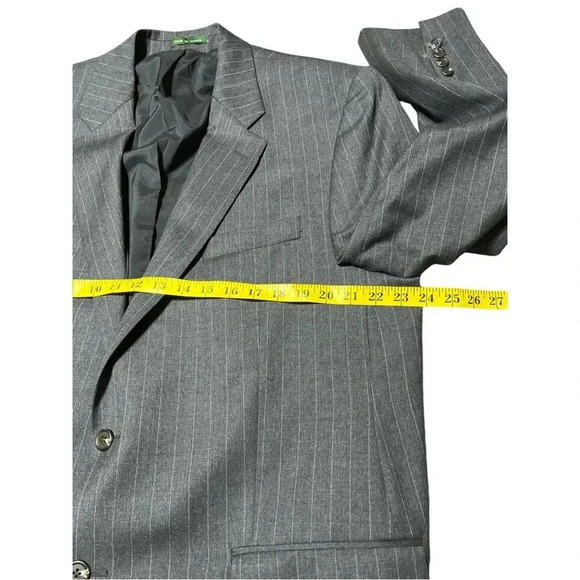 Lauren Ralph Lauren Pure New Wool‎ Blazer Sports Coat Gray Pinstripe - Picture 3 of 12